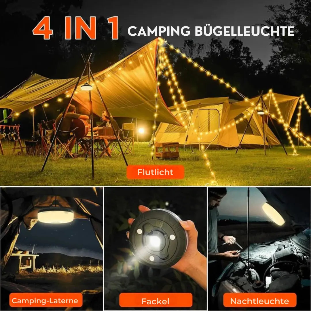 LumoMax™ | 4-in-1 Multifunktions-Campinglicht – Licht, Strom & Komfort
