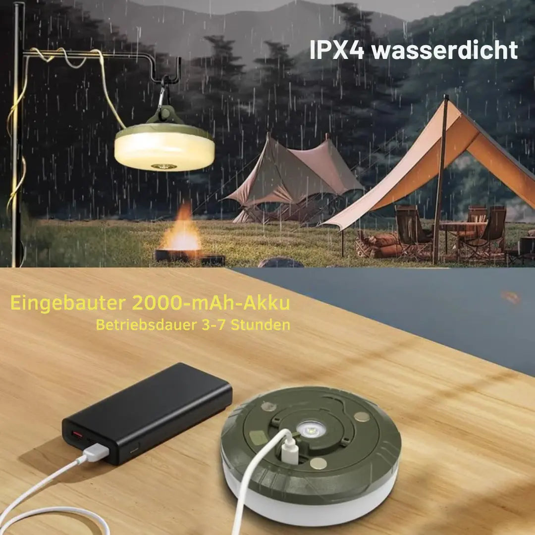 LumoMax™ | 4-in-1 Multifunktions-Campinglicht – Licht, Strom & Komfort