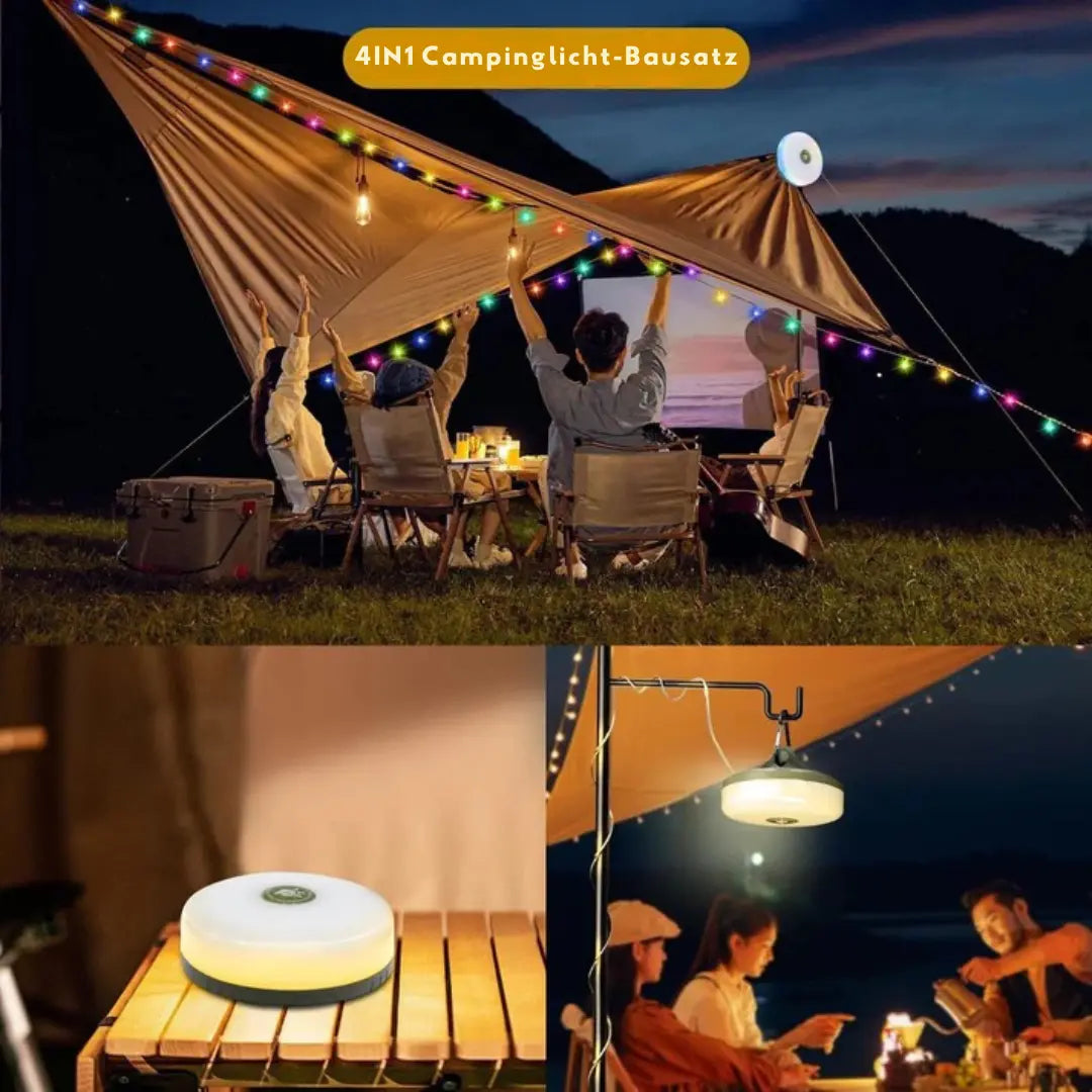 LumoMax™ | 4-in-1 Multifunktions-Campinglicht – Licht, Strom & Komfort