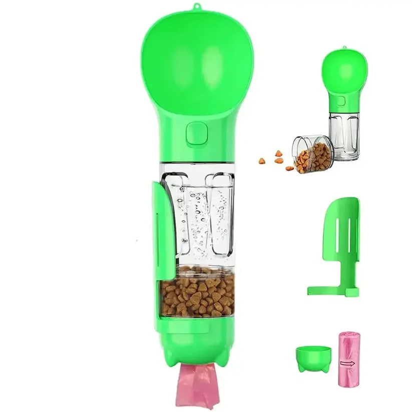 3-in-1 Multifunktionale Haustier-Wasserflasche – Trinkflasche, Futterspender & Napf in einem