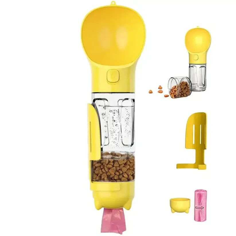 3-in-1 Multifunktionale Haustier-Wasserflasche – Trinkflasche, Futterspender & Napf in einem