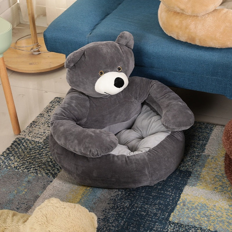 Bärchen Hundebett | Super Weiches und Bequemes Hundebett für Kleine Hunde und Katzen – Kuscheliges Design für Ultimativen Schlafkomfort