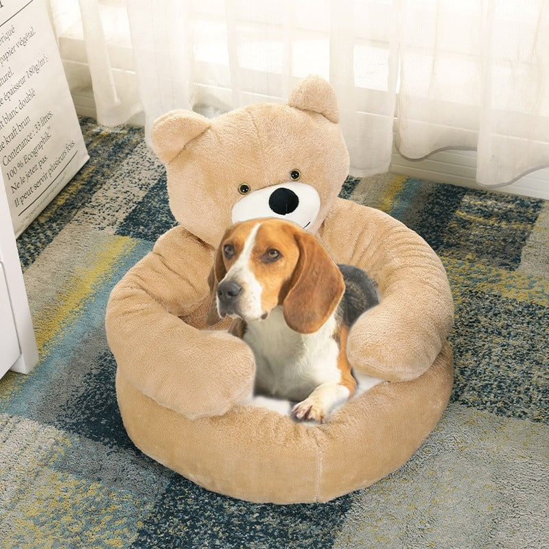 Bärchen Hundebett | Super Weiches und Bequemes Hundebett für Kleine Hunde und Katzen – Kuscheliges Design für Ultimativen Schlafkomfort