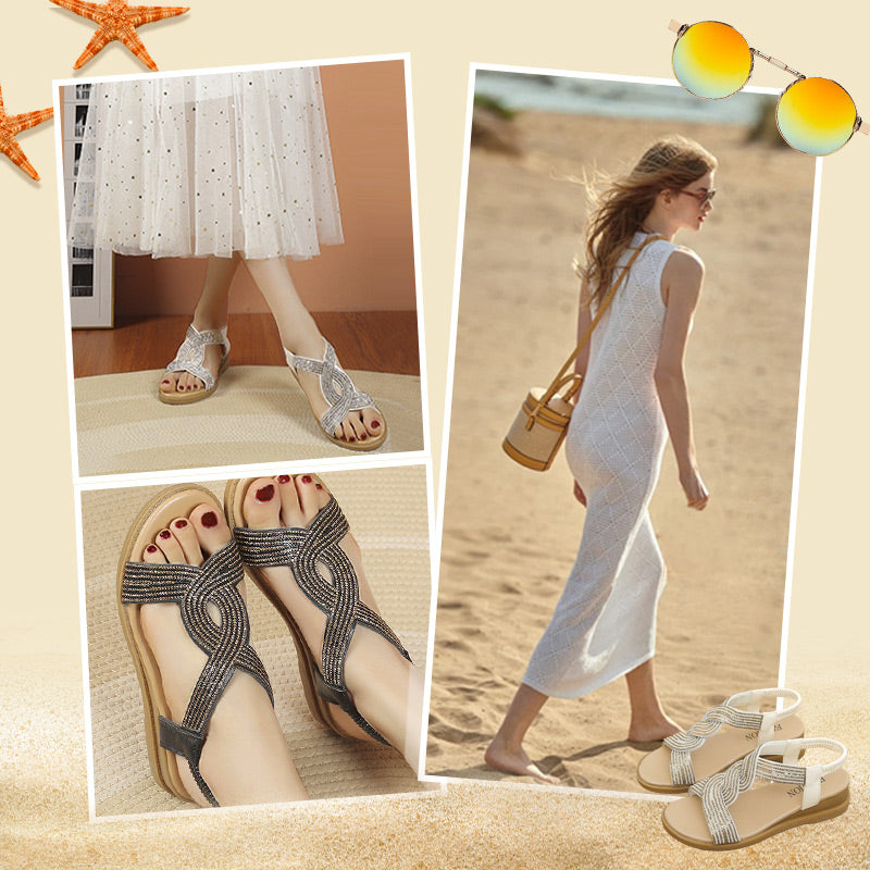 GlimmerStep™ | Luxus Strass Sandalen mit rutschfester, weicher Sohle