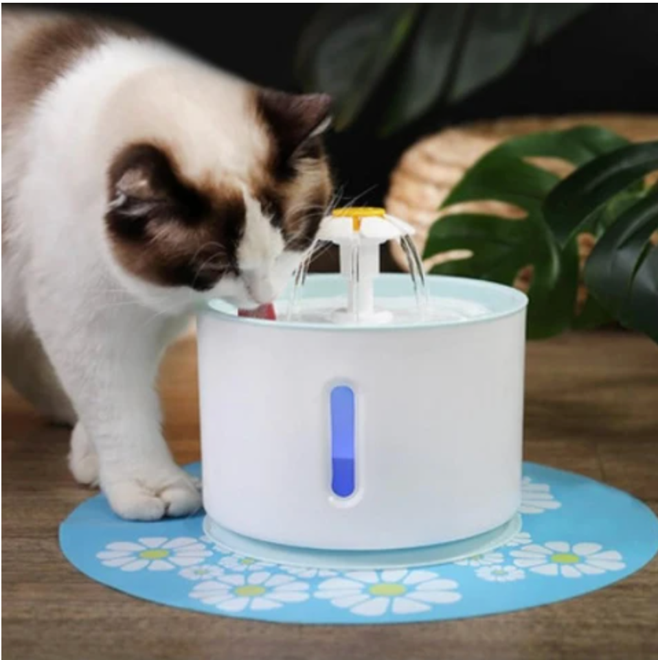 2,4L Automatische Haustier Trinkbrunnen mit LED | USB Wasserbrunnen für Katzen und Hunde