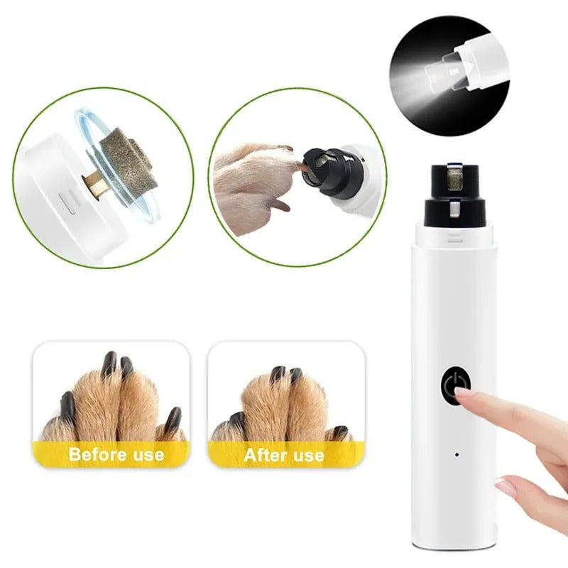 Elektrischer Nageltrimmer für Hunde und Katzen | Leiser, USB-Wiederaufladbarer Pfotenpflege-Nagelschleifer mit LED-Licht für präzise und sichere Nagelpflege