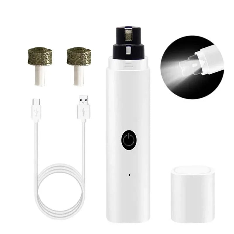 Elektrischer Nageltrimmer für Hunde und Katzen | Leiser, USB-Wiederaufladbarer Pfotenpflege-Nagelschleifer mit LED-Licht für präzise und sichere Nagelpflege