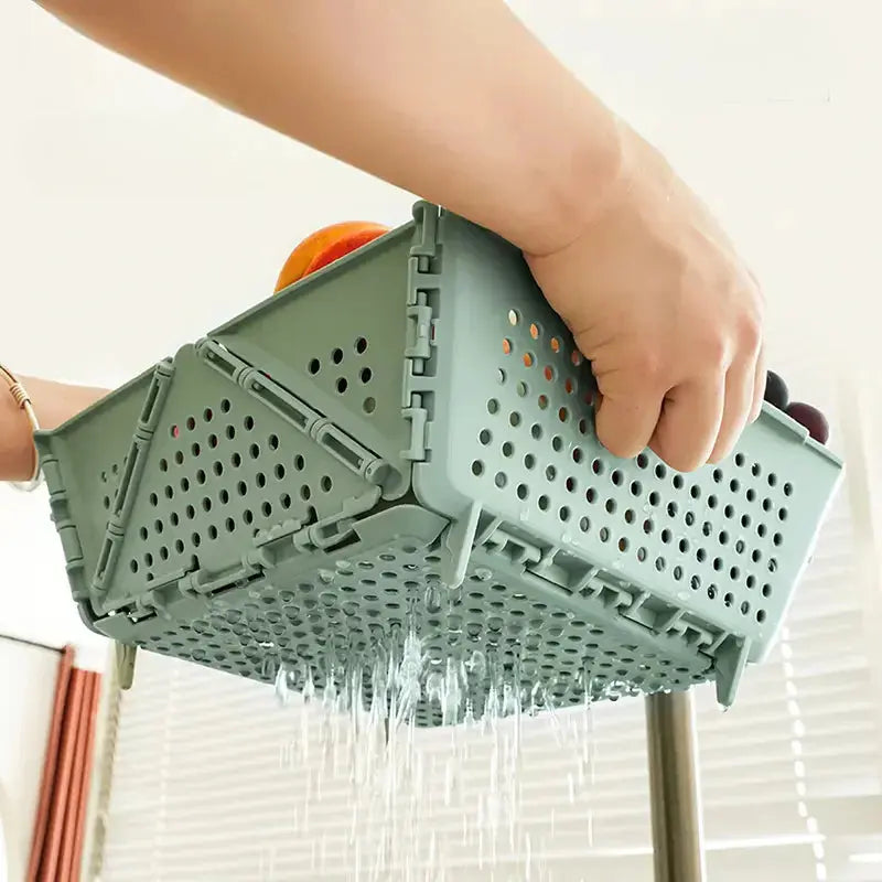 FoldaBox™ | Faltbarer Abtropf- und Aufbewahrungskorb – Platzsparender, hitzebeständiger Organizer