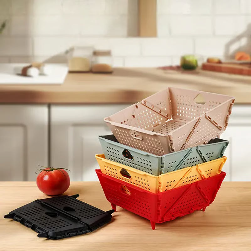 FoldaBox™ | Faltbarer Abtropf- und Aufbewahrungskorb – Platzsparender, hitzebeständiger Organizer