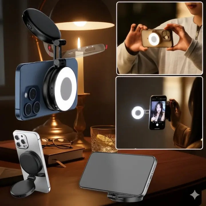 LumiMirror™  | Machen Sie überall makellose Selfies: Tragbares Clip-On-Ringlicht für wunderschöne Fotos