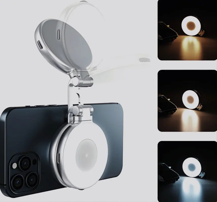 LumiMirror™  | Machen Sie überall makellose Selfies: Tragbares Clip-On-Ringlicht für wunderschöne Fotos