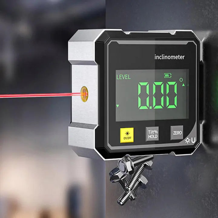 AnglePro™ | Magnetisches Digital-Winkelmessgerät mit Laser — Starker Halt auf Metalloberflächen