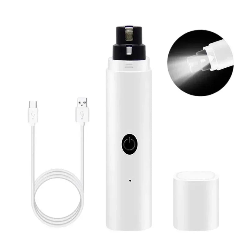 Elektrischer Hundekrallen-Schneider | Wiederaufladbarer USB Nail Grinder mit LED-Licht für Haustiere – Leiser Krallenpflege-Trimmer für Katzen und Hunde