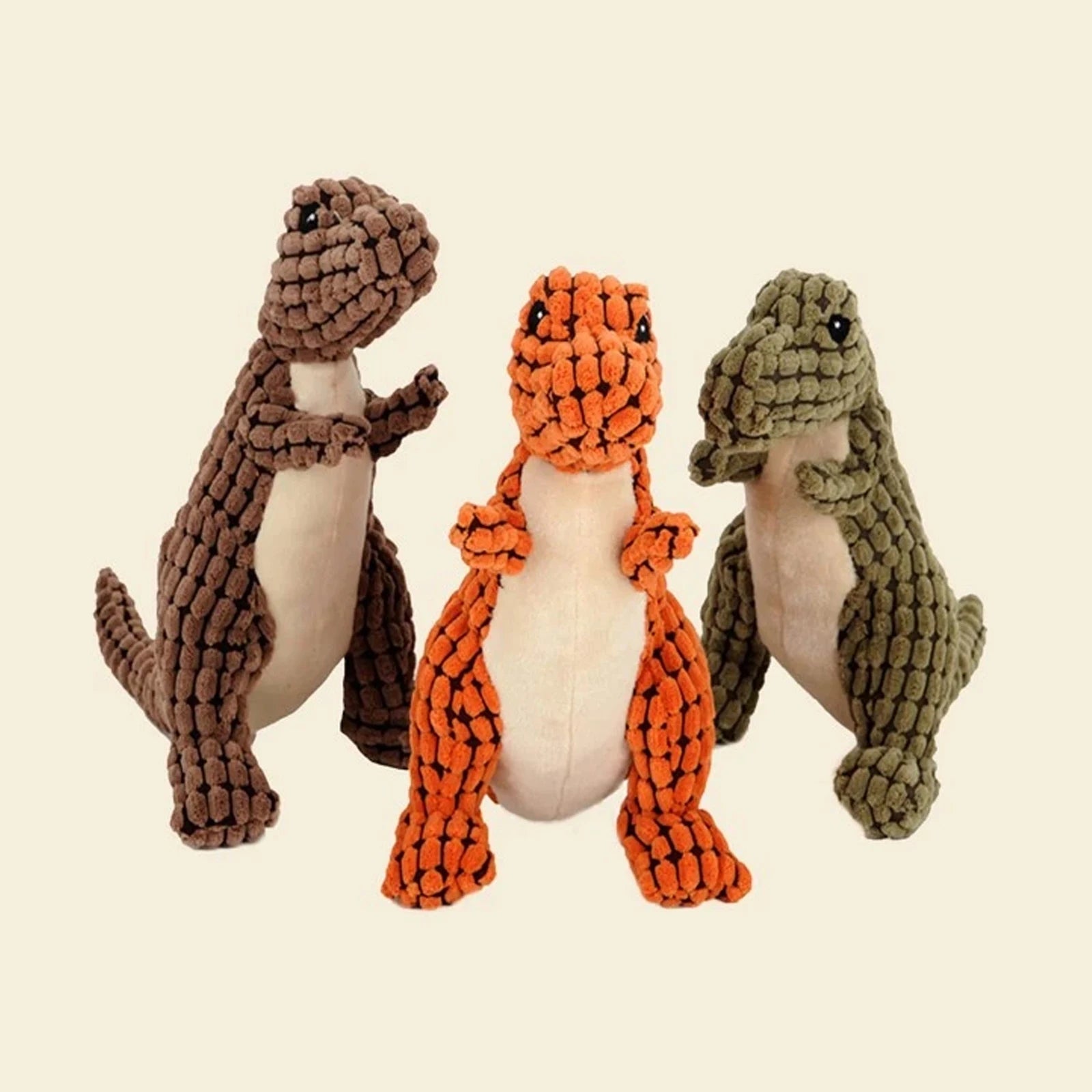 Plüsch Dinosaurier Hundespielzeug – Interaktives Kauspielzeug für kleine Hunde | Beißfestes Plüsch-Spielzeug mit Geräuschfunktion für Hunde