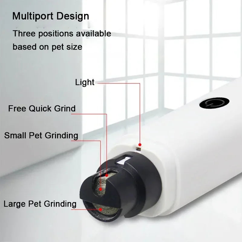 Elektrischer Hundekrallen-Schneider | Wiederaufladbarer USB Nail Grinder mit LED-Licht für Haustiere – Leiser Krallenpflege-Trimmer für Katzen und Hunde