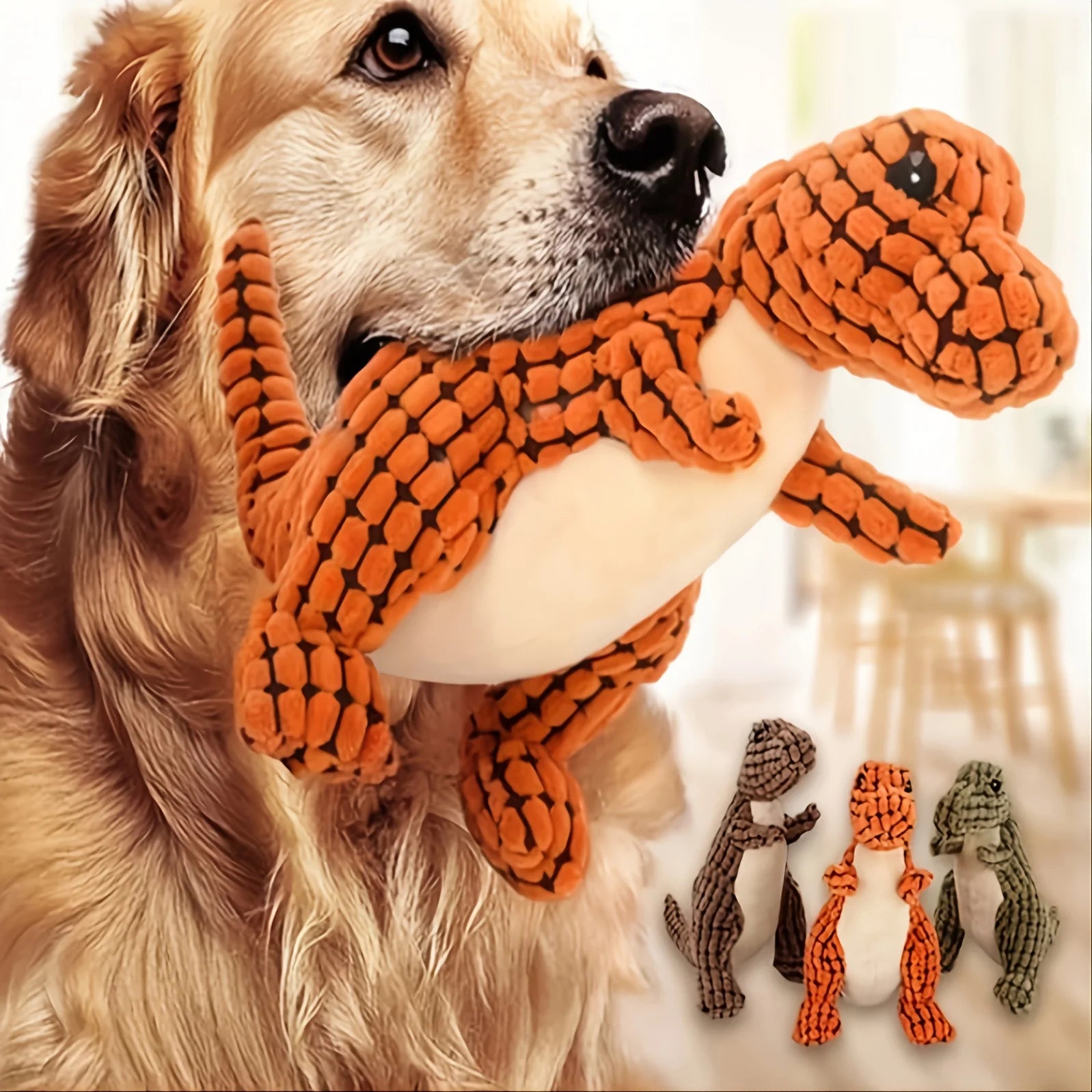 Plüsch Dinosaurier Hundespielzeug – Interaktives Kauspielzeug für kleine Hunde | Beißfestes Plüsch-Spielzeug mit Geräuschfunktion für Hunde