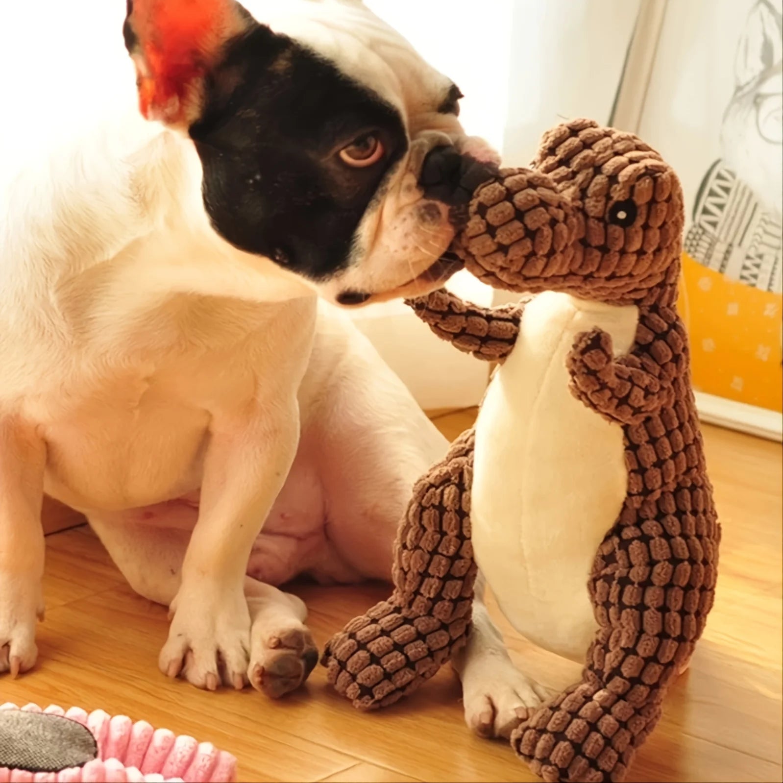Plüsch Dinosaurier Hundespielzeug – Interaktives Kauspielzeug für kleine Hunde | Beißfestes Plüsch-Spielzeug mit Geräuschfunktion für Hunde