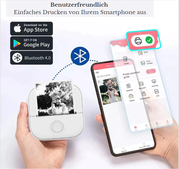 50% RABATT | Mini-Drucker™ | Kostenloses Druckpapier - Der Drucker, der nie Tinte braucht!