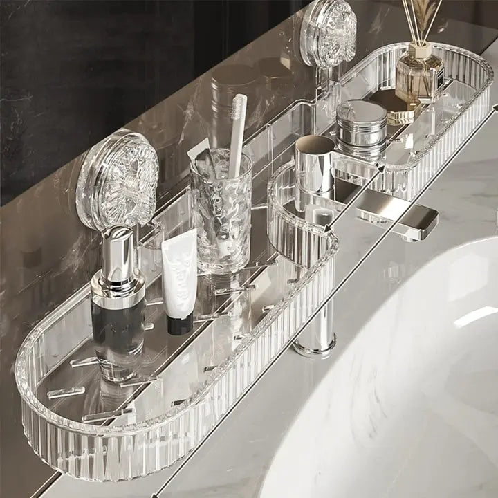 SinkSpace™ | Wasserhahn-Regal mit hoher Tragkraft — Hält schwere Pflegeprodukte zuverlässig