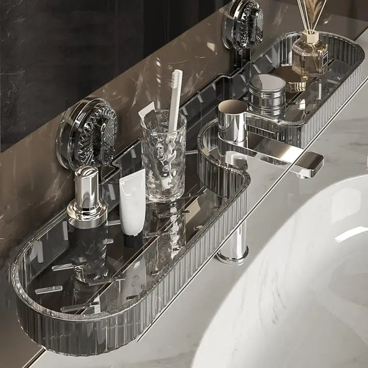 SinkSpace™ | Wasserhahn-Regal mit hoher Tragkraft — Hält schwere Pflegeprodukte zuverlässig