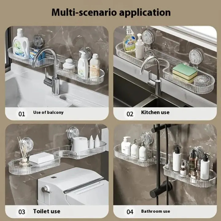 SinkSpace™ | Wasserhahn-Regal mit hoher Tragkraft — Hält schwere Pflegeprodukte zuverlässig