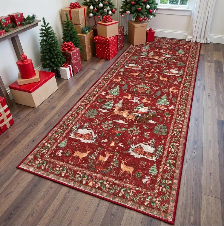 SnowHaven™ | Weihnachtsteppich mit Wintermotiv | 60×160 cm
