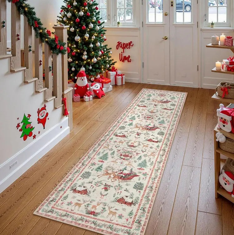 SnowHaven™ | Weihnachtsteppich mit Wintermotiv | 60×160 cm