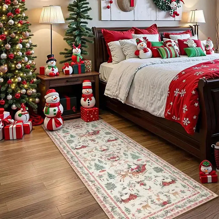 SnowHaven™ | Weihnachtsteppich mit Wintermotiv | 60×160 cm