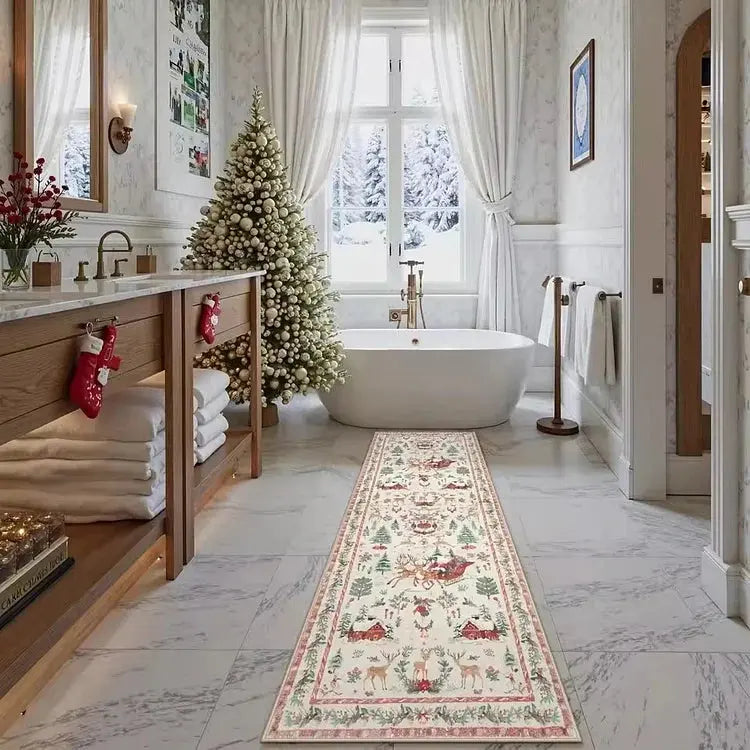 SnowHaven™ | Weihnachtsteppich mit Wintermotiv | 60×160 cm