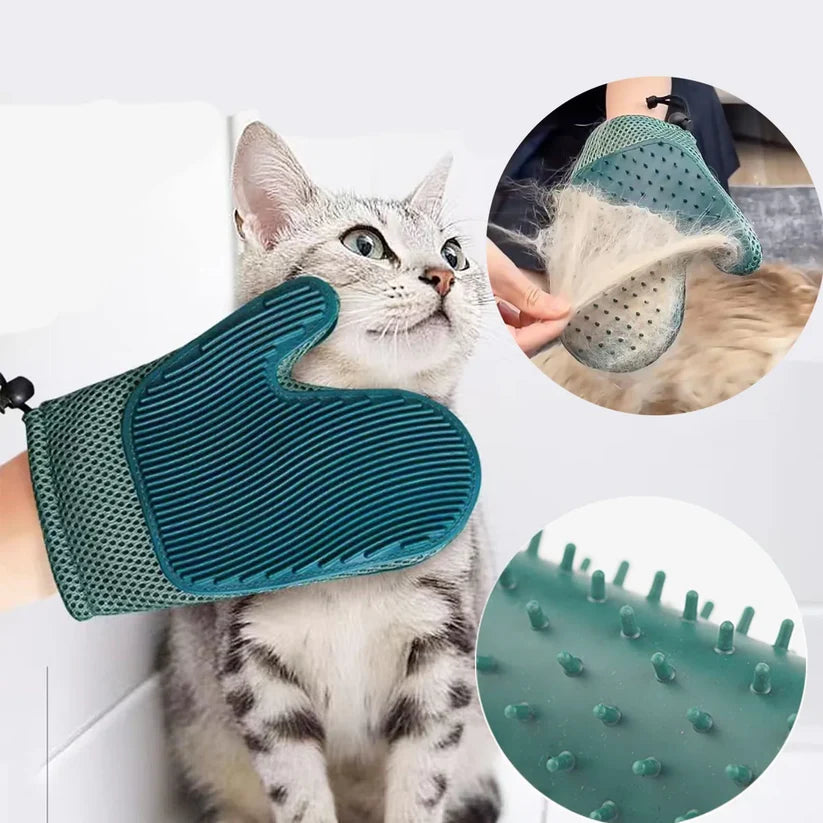 Multifunktionaler 2-in-1 Fellpflege-Handschuh für Katzen