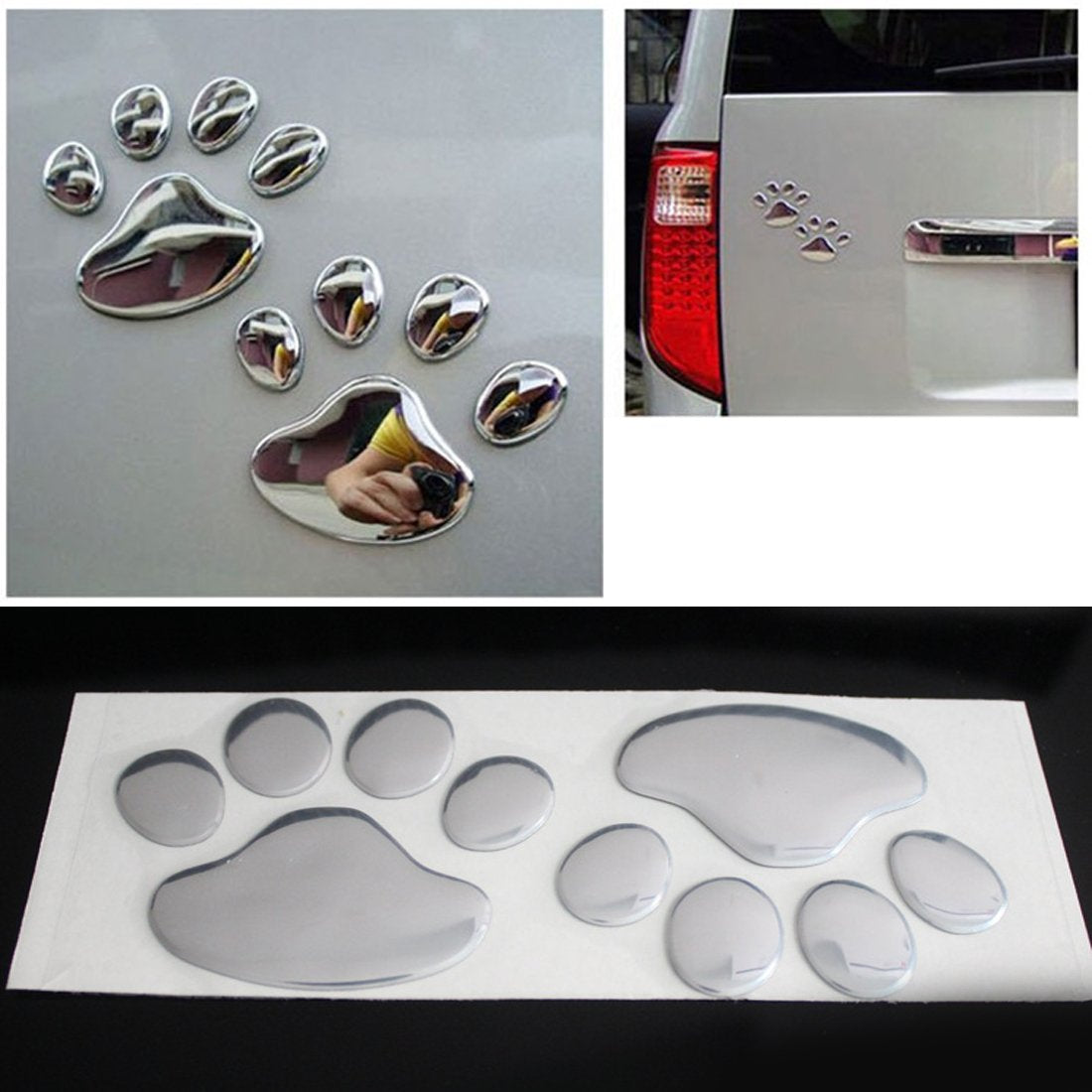 2er Set 3D Pfotenabdruck Autoaufkleber | Haustier-Fußabdruck Design für Ihr Fahrzeug