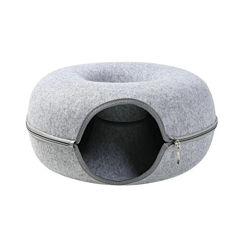 2-in-1 Donut Katzenbett & Kuschelhöhle – Flexibler Schlafplatz für maximale Geborgenheit