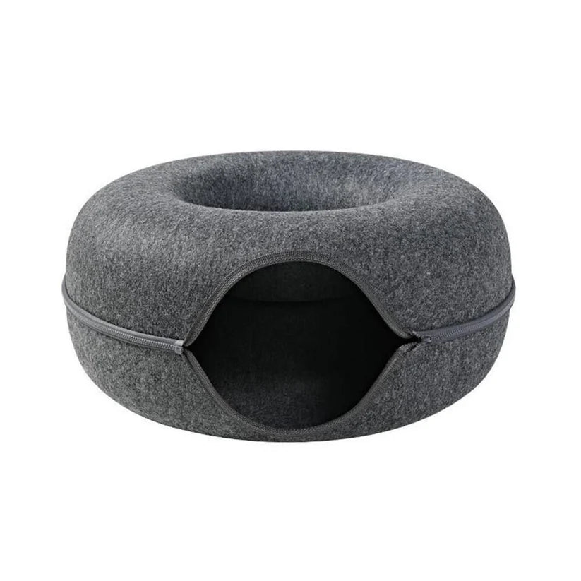 2-in-1 Donut Katzenbett & Kuschelhöhle – Flexibler Schlafplatz für maximale Geborgenheit