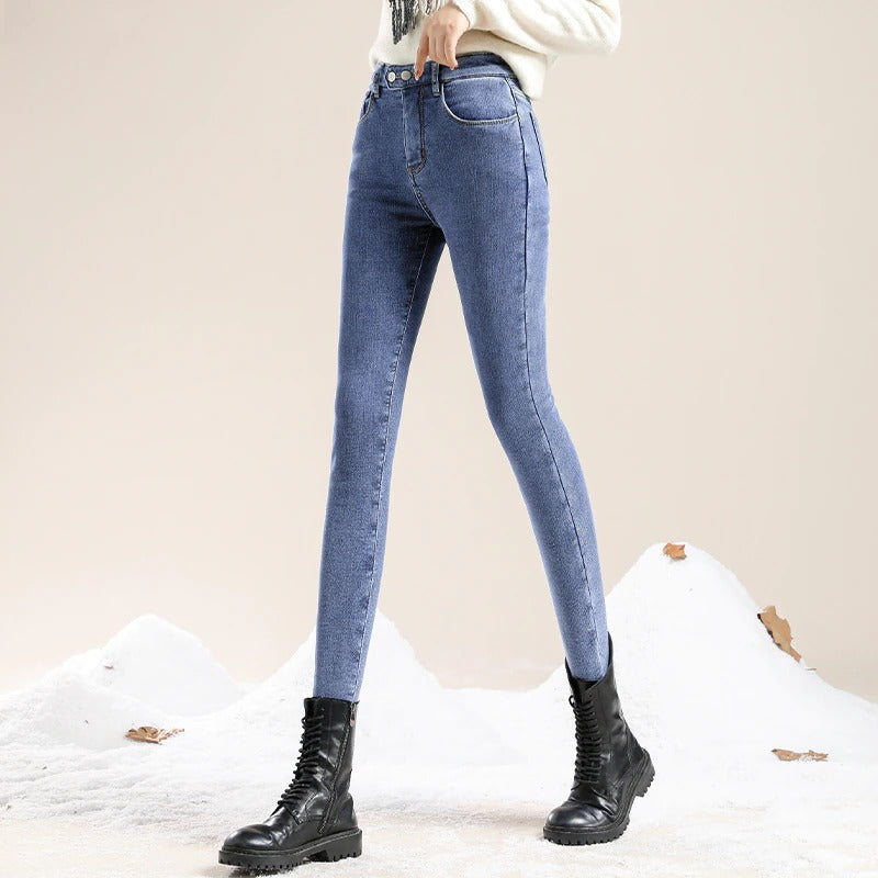 ArcticWarm™ | Gefütterte Damen Winterjeans | Hohe Taille & Slim Fit | Warm & Winddicht | Mit Weichem Fleece-Innenfutter